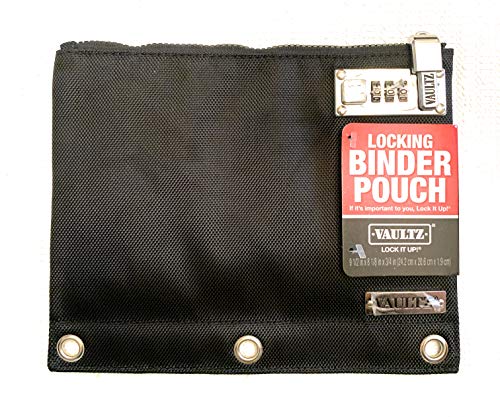 Vaultz Locking Binder Pouch, 8 x 10 Inches, Black (VZ00476) by Vaultz