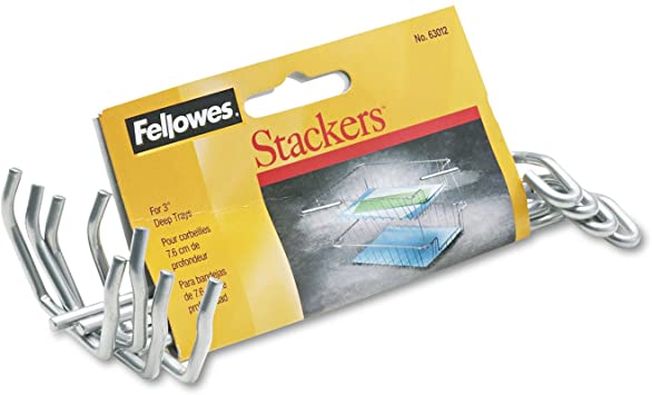 Fellowes 63012 Wire Tray Supports, LTR/Lgl, f/60012, 5-1/2-Inch, 4/ST, Silver