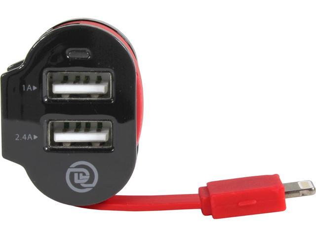 CHARGEIT 09911-PG Dual Output Car Charger with MFI Lightning Cable