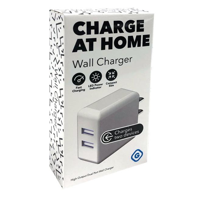 Gems 813125029845 Dual USB Wall Charger44; White